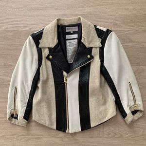 Boho Leather Suede Color Block Motorcycle Jacket